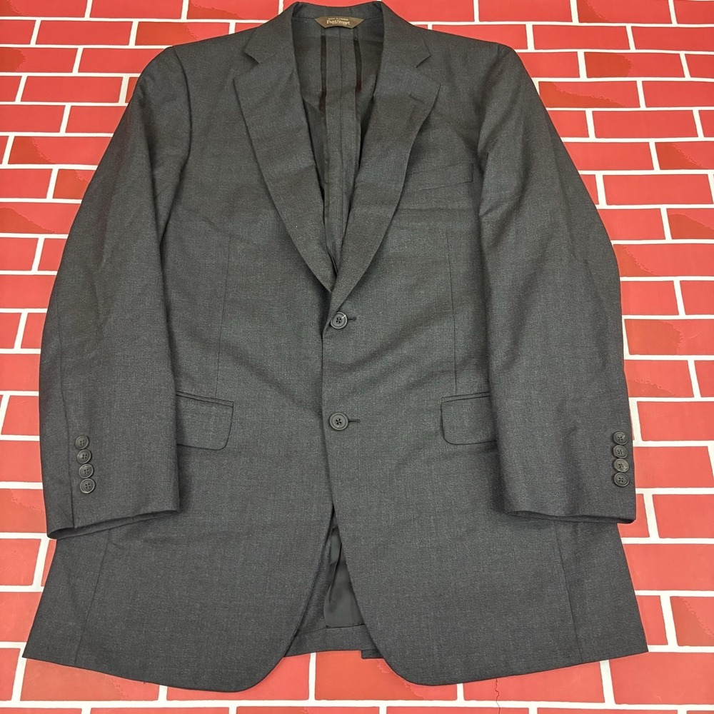 Paul Stuart Blazer Suit Jacket Mens 40L Gray Wool Silky Powder Water Resistant